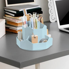 ELMAS Cute 360° Rotating 9-Slot Desk Organizer for Stationery