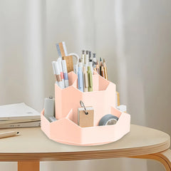 ELMAS Cute 360° Rotating 9-Slot Desk Organizer for Stationery