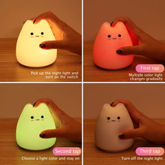 ELMAS Adorable Cat Night Light - 7-Color Touch Lamp