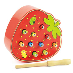 ELMAS Magnetic Strawberry Catch Worms Board Game for Kids