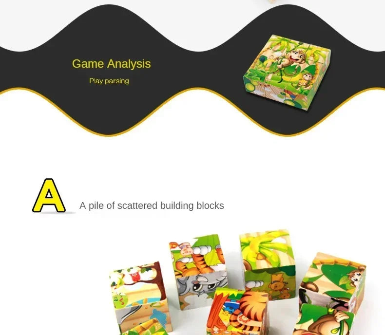 ELMAS 3D Cube Wooden Puzzle Montessori Learning Toy - Al Masam Stationery LLC