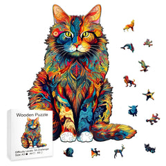 ELMAS Wooden Puzzle Gifts - Cat & Peacock Intelligence Game - Al Masam Stationery LLC