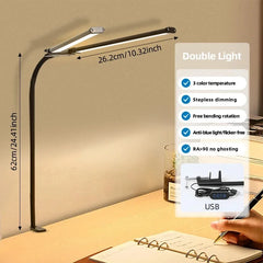 ELMAS Dimmable LED Desk Lamp with Dual/Single Head Design