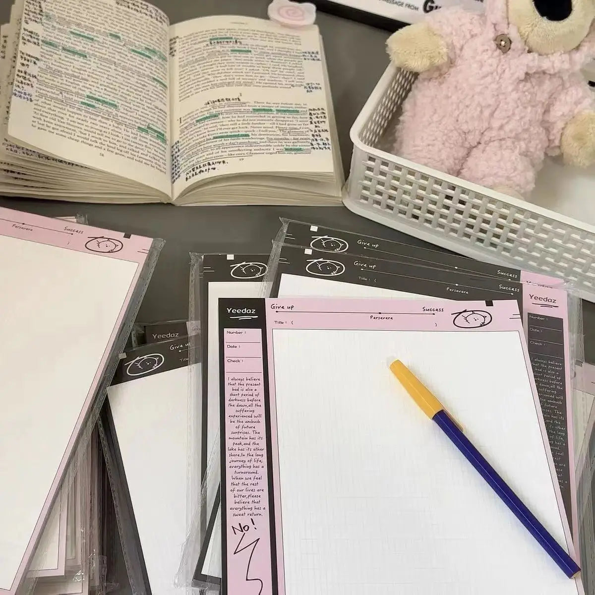 ELMAS Milk Salty Black Pink B5 Tearable Kawaii Notebook - Al Masam Stationery LLC