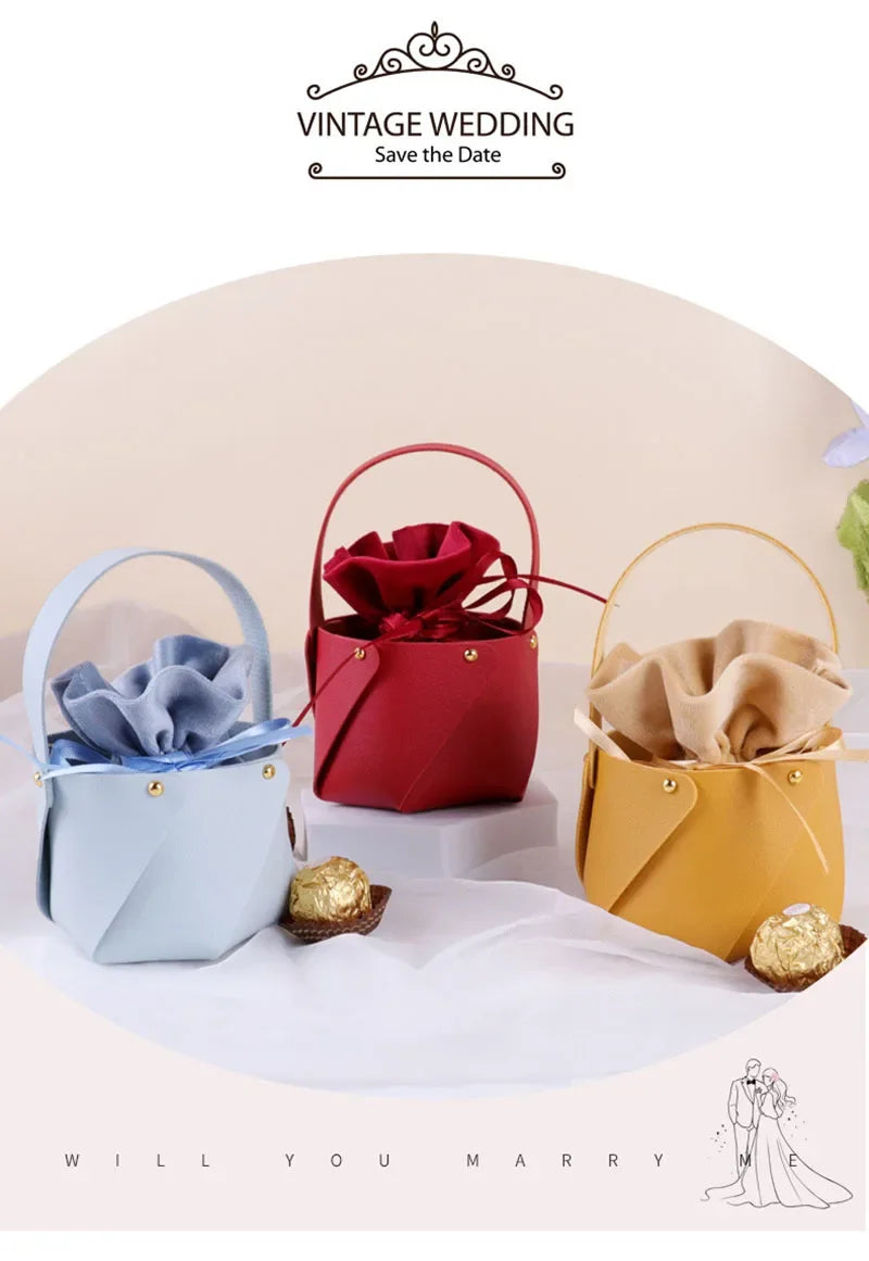 ELMAS Stylish Leather Gift Bag With Velvet Candy Box - Al Masam Stationery LLC