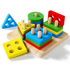 ELMAS Montessori Wooden Sorting Stacking Puzzle for Kids