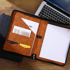 ELMAS Premium A4 Leather Padfolio & Clipboard Organizer