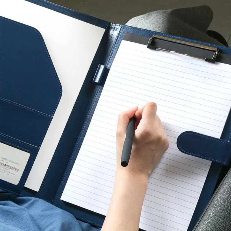 ELMAS Executive Black Leather Padfolio Organizer - Al Masam Stationery LLC