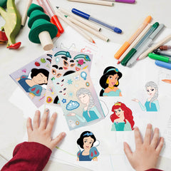 ELMAS 8 Sheets Disney Princess Puzzle Stickers DIY Fun - Al Masam Stationery LLC