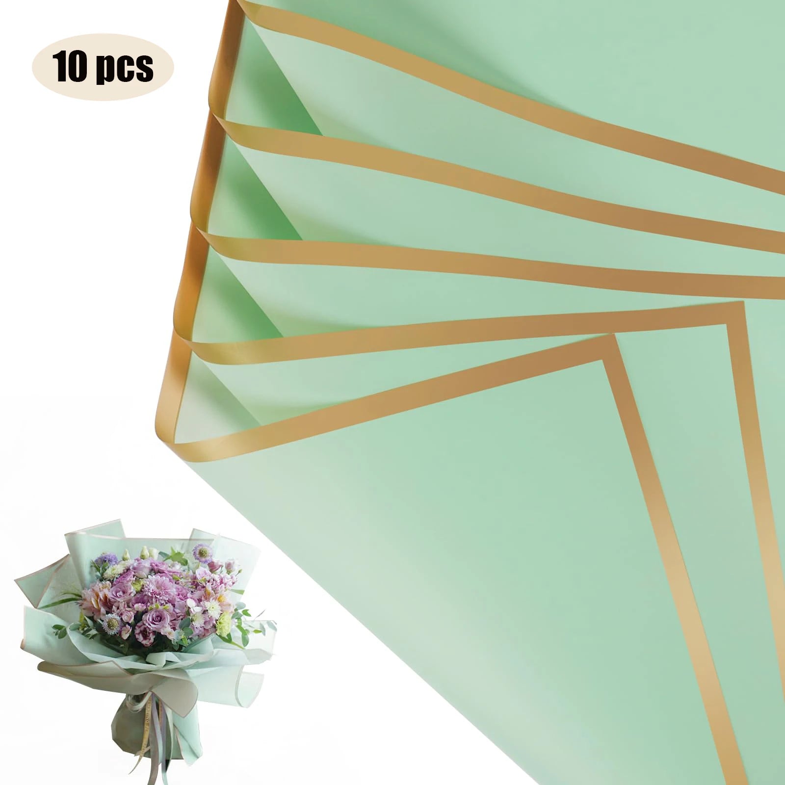 ELMAS Elegant Flower Wraps with Golden Edges - 10 Sheets - Al Masam Stationery LLC