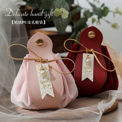 ELMAS Luxury Leather Gift Flannel Bag for Weddings - Al Masam Stationery LLC