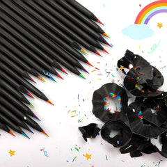 ELMAS 10 Pcs Colored Black Wood Pencils for Art