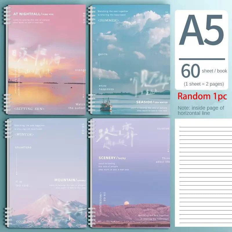 ELMAS A5 Coil Notebook Simple Blue Cute Notebook for Students - Al Masam Stationery LLC