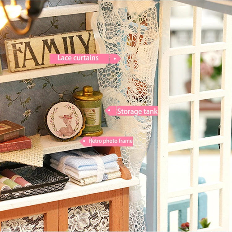 ELMAS Creative Kitten Mini Wooden Dollhouse Building Kit - Al Masam Stationery LLC