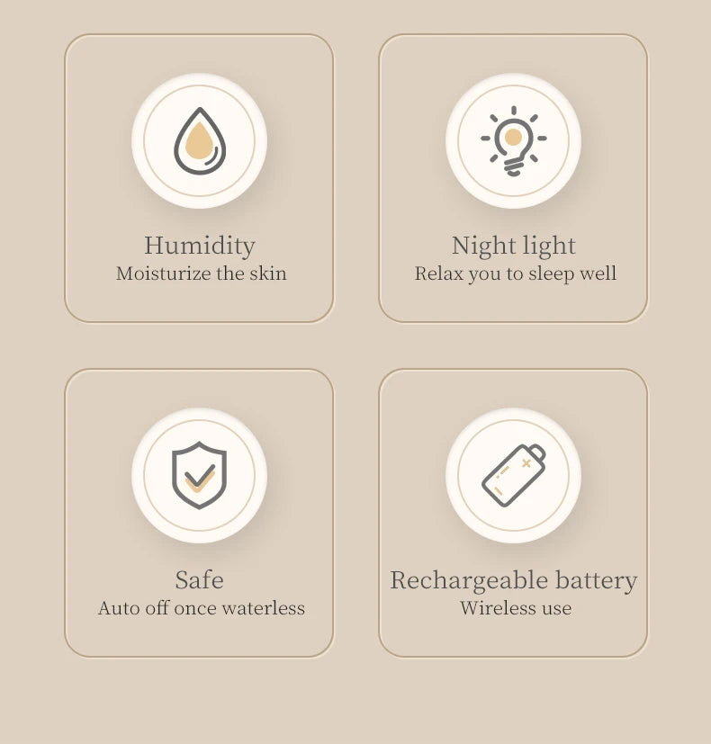 ELMAS 270ML USB Rechargeable Air Humidifier With LED Light - Al Masam Stationery LLC