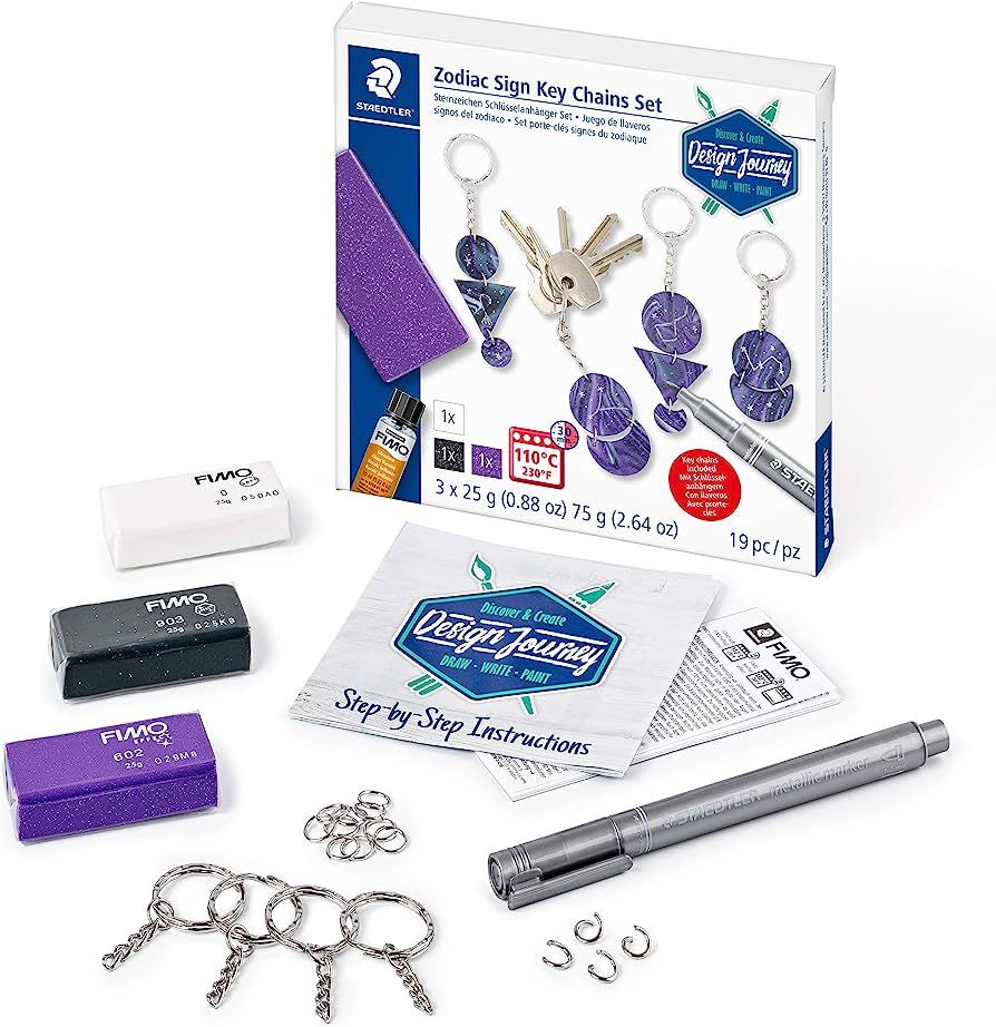 Staedtler DJ Zodiac Sign Key Chain Set Multicolor - Al Masam Stationery LLC Main image