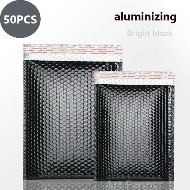 ELMAS 50Pcs Holographic Bubble Mailer Rose Red Shipping Bag - Al Masam Stationery LLC