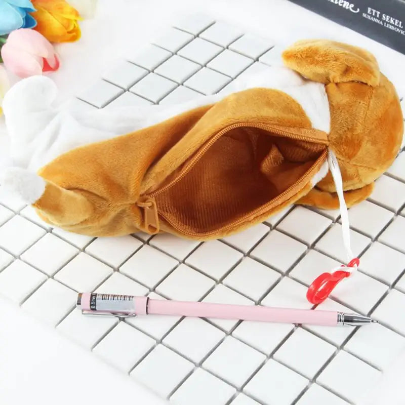 ELMAS Kawaii Plush Dog Pencil Case for School & Office - Al Masam Stationery LLC