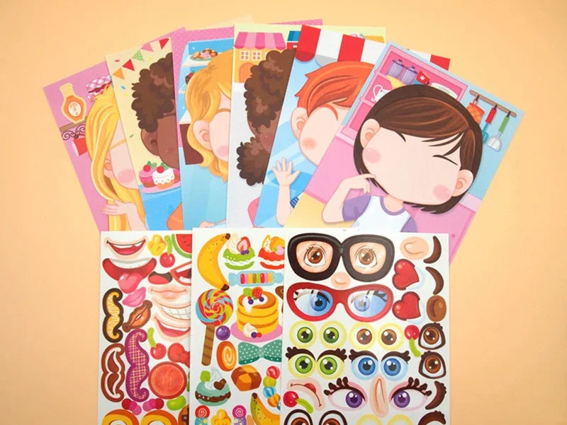 ELMAS Cute Cartoon Face Puzzle DIY Sticker Book Set - Al Masam Stationery LLC