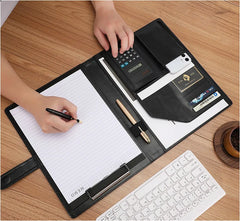 ELMAS Premium A4 Leather Padfolio & Clipboard Organizer