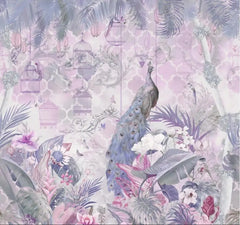 ELMAS Custom Peacock Flowers Birds Wallpaper Mural - Al Masam Stationery LLC