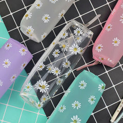 ELMAS Kawaii Daisy Transparent Pencil Case for Students