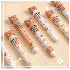 ELMAS Kawaii Teddy Bear Multi-Color Press Pen Set