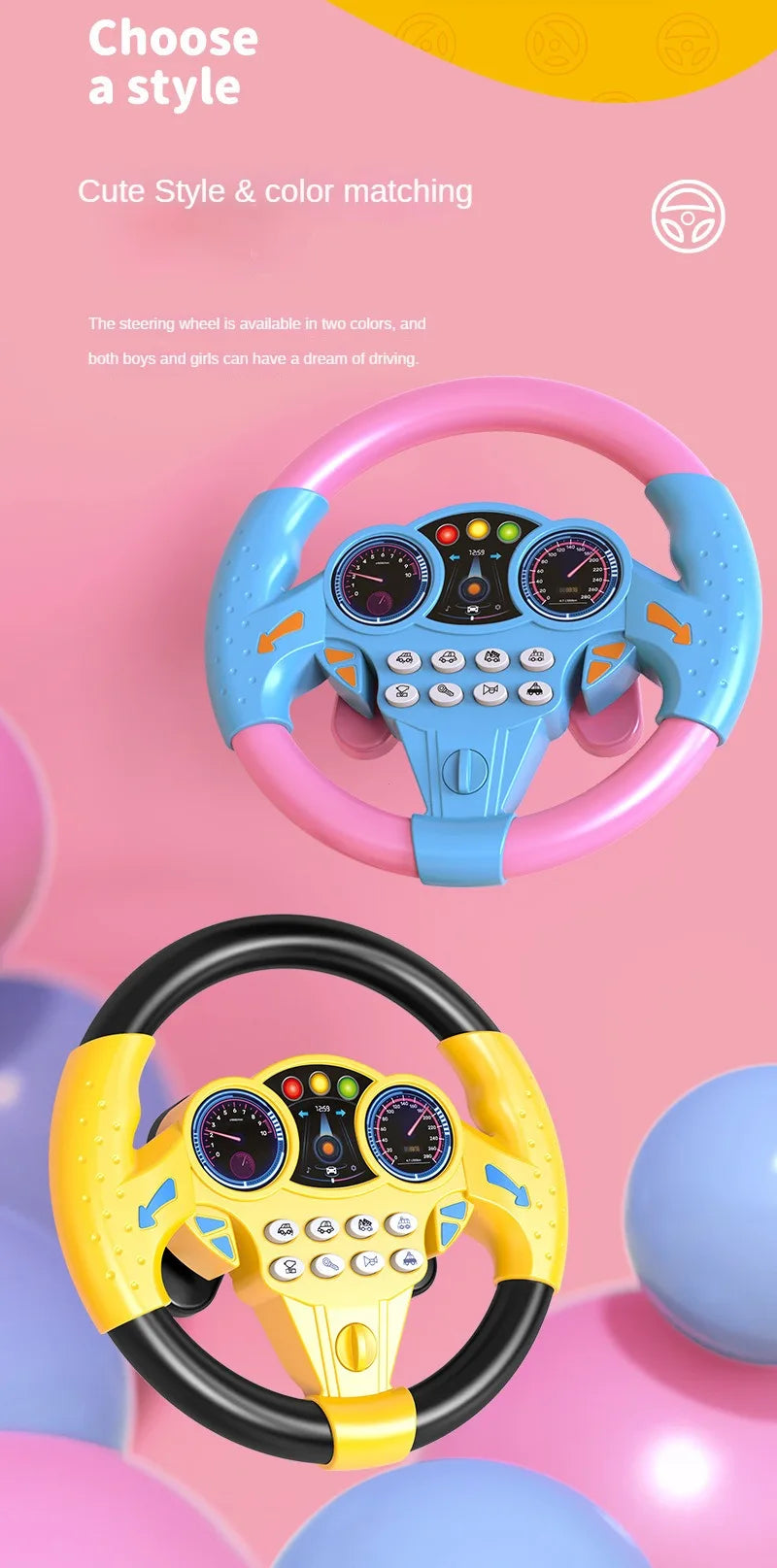 ELMAS Infant Shining Steering Wheel Toys for Kids - Al Masam Stationery LLC