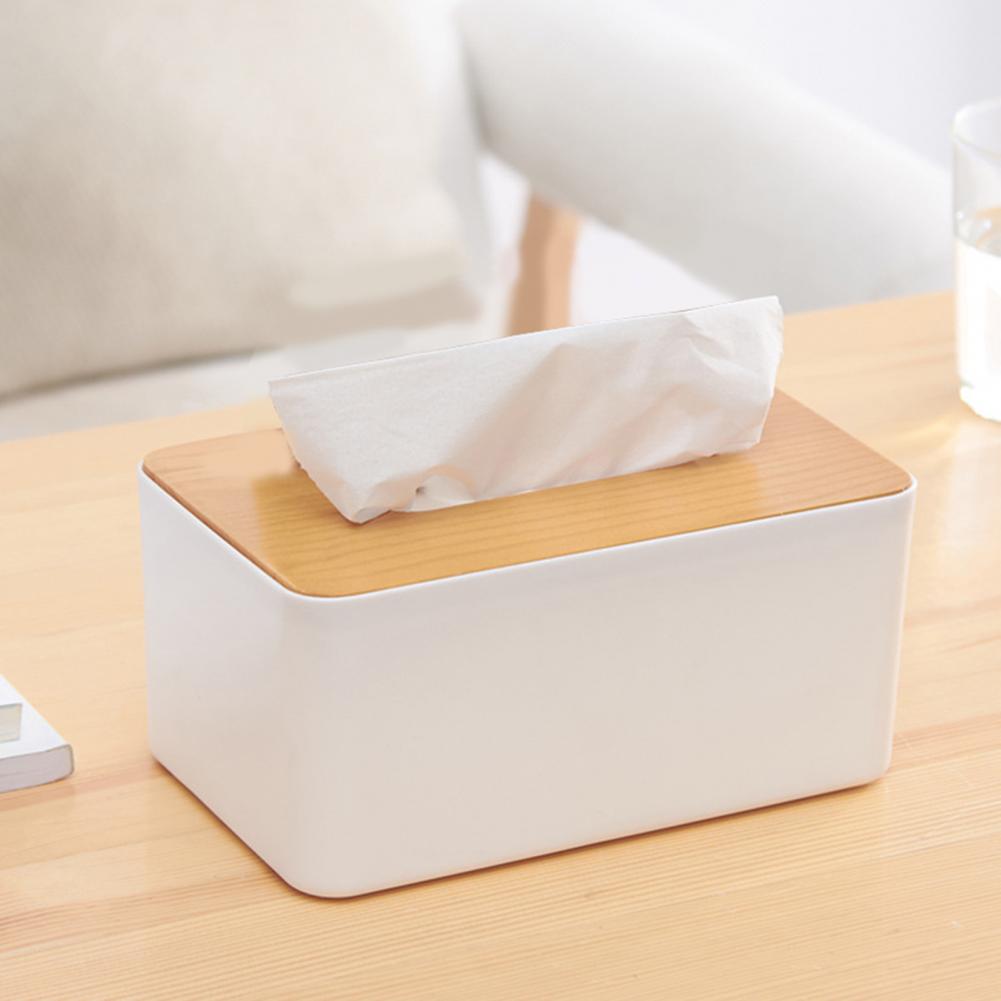 ELMAS Modern Tissue Box with Wooden Lid for Home & Car - Al Masam Stationery LLC