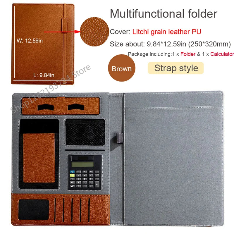 ELMAS Business Leather A4 Portfolio Organizer Folder - Al Masam Stationery LLC