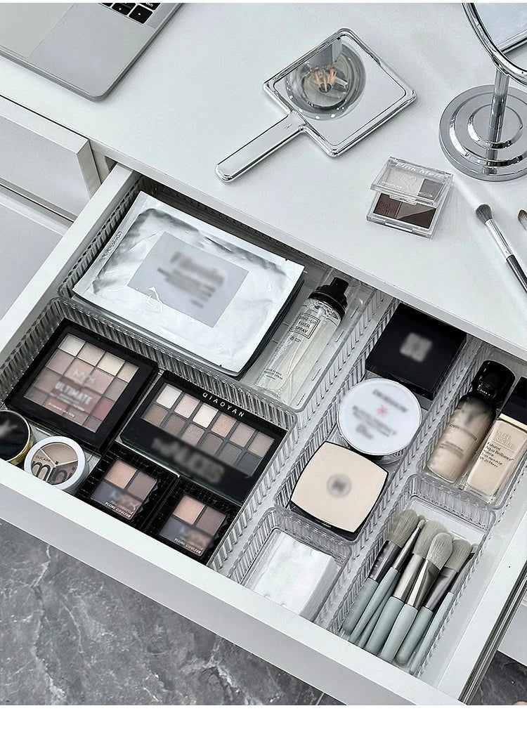 ELMAS 4/7PCS Acrylic Desk Drawer Organizers Set Clear - Al Masam Stationery LLC