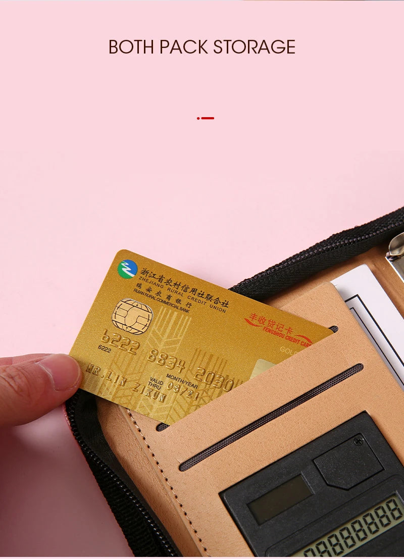 ELMAS Stylish A6 Leather Binder Planner with Calculator - Al Masam Stationery LLC