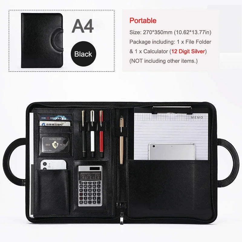 ELMAS Stylish A4 Leather Portfolio Organizer for Professionals - Al Masam Stationery LLC