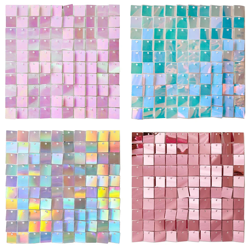 ELMAS Iridescent Silver Sequin Shimmer Wall Backdrop - Al Masam Stationery LLC