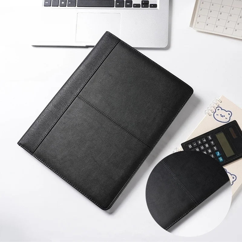 ELMAS Premium Leather A4 Portfolio Organizer - Black - Al Masam Stationery LLC
