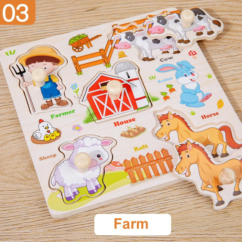 ELMAS Wooden Puzzle Montessori Animal Traffic Toy for Kids - Al Masam Stationery LLC