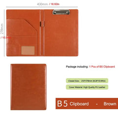 ELMAS Elegant Black Leather Portfolio Clipboard Folder