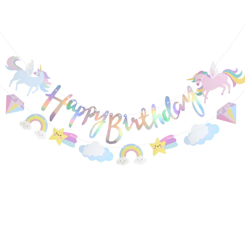 ELMAS Magical Unicorn Birthday Banner Garland Decor - Al Masam Stationery LLC