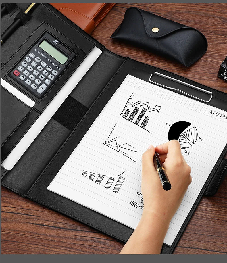 ELMAS Stylish Leather A4 Conference Portfolio Folder - Al Masam Stationery LLC