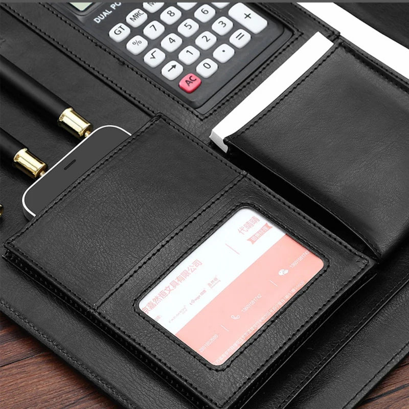 ELMAS Stylish Leather A4 Conference Portfolio Folder - Al Masam Stationery LLC