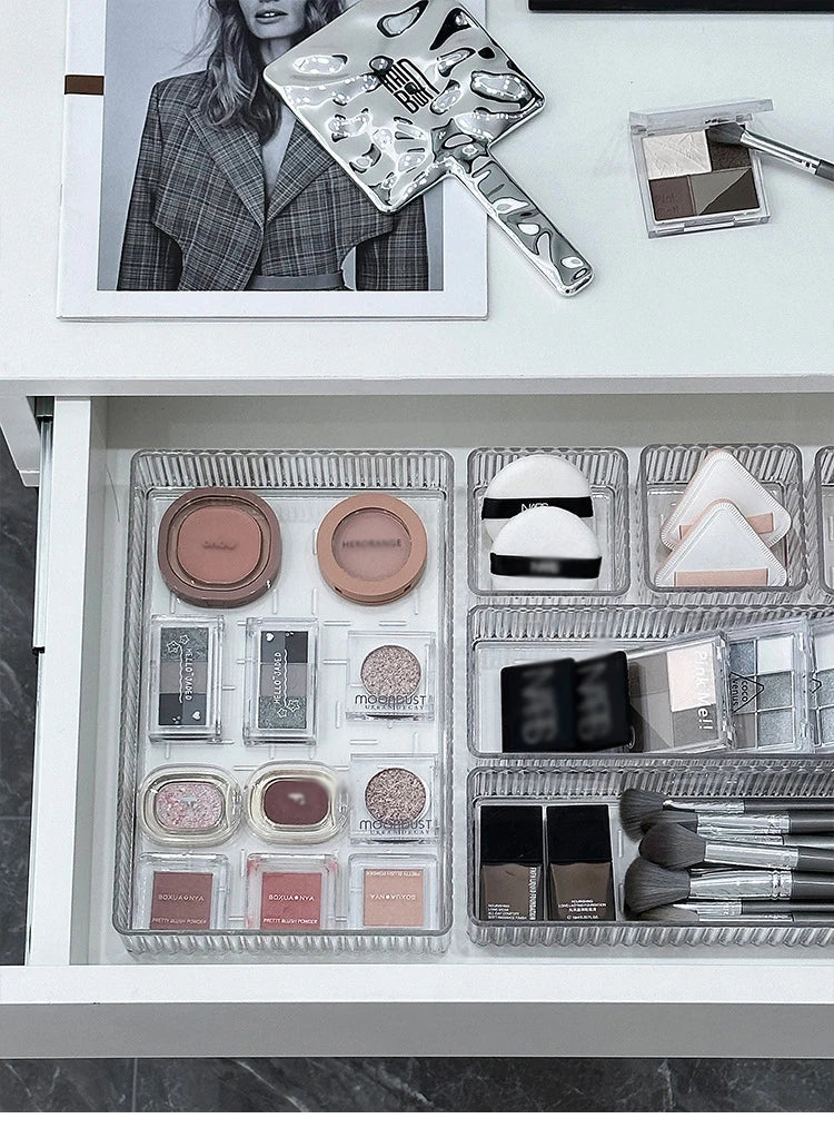 ELMAS 4/7PCS Acrylic Desk Drawer Organizers Set Clear - Al Masam Stationery LLC