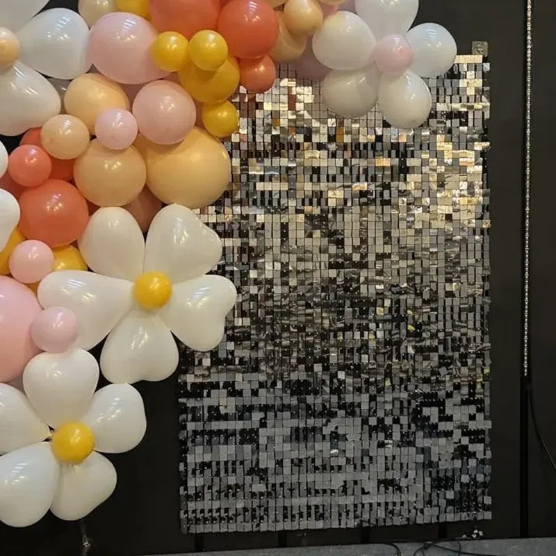 ELMAS Iridescent Silver Sequin Shimmer Wall Backdrop - Al Masam Stationery LLC