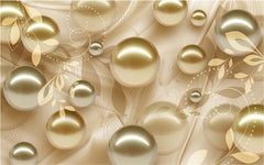 ELMAS Custom Photo 3D Wallpaper Mural Golden Pearl Pattern - Al Masam Stationery LLC