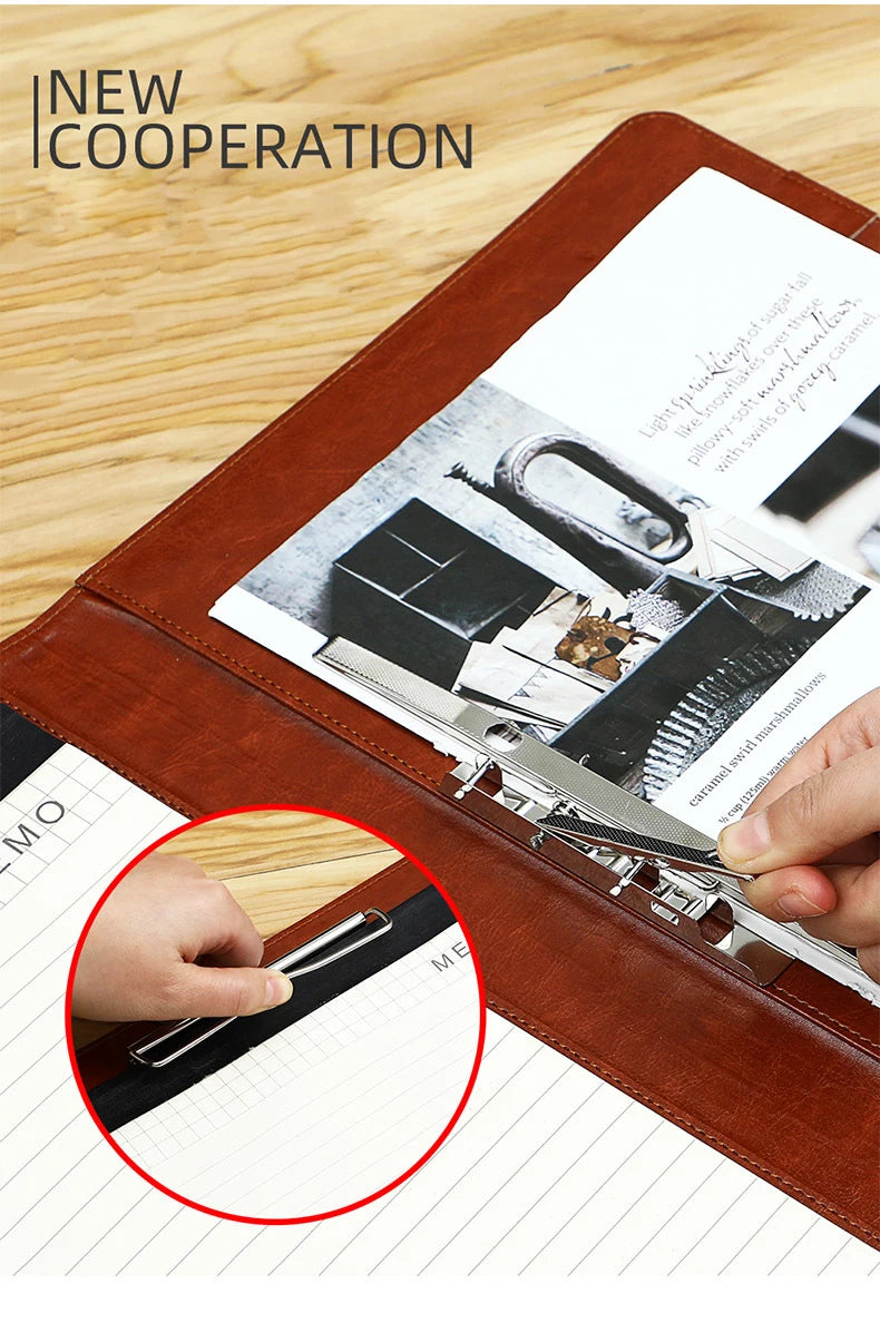 ELMAS Elegant PU Leather A4 Padfolio with Clips - Al Masam Stationery LLC