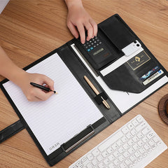 ELMAS Premium A4 Leather Padfolio & Clipboard Organizer