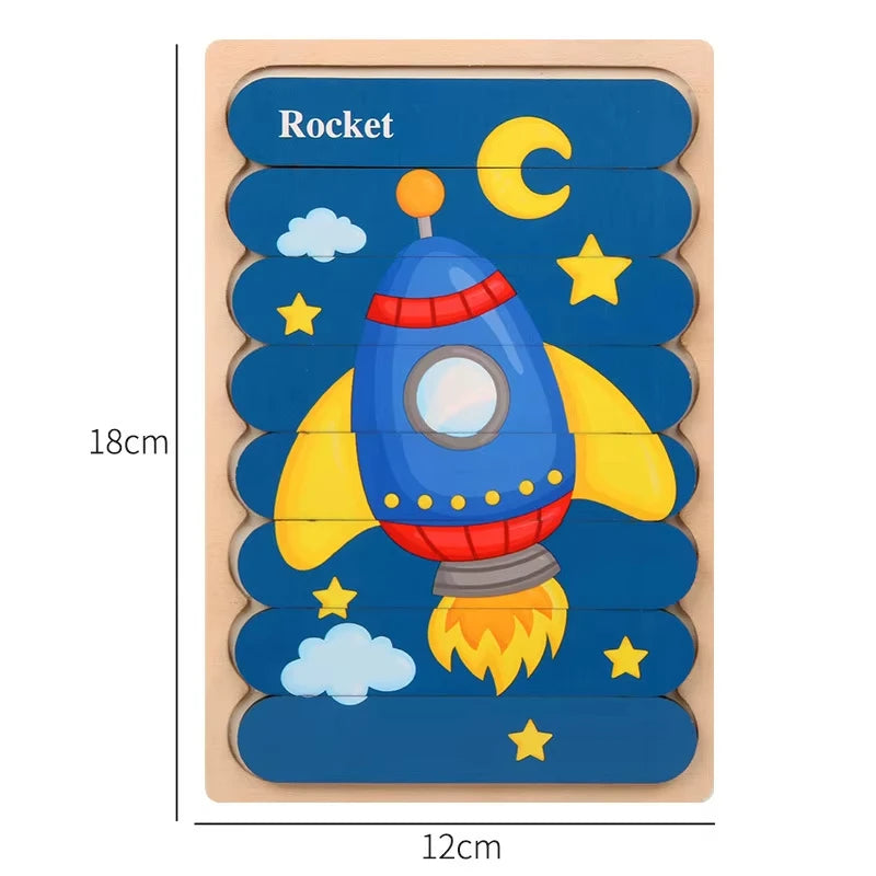 ELMAS Montessori Baby Wooden Puzzle Toys for 2-3 Years - Al Masam Stationery LLC