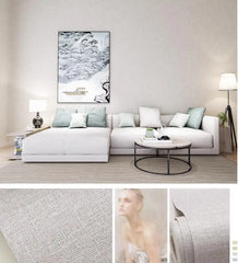 ELMAS Japanese Linen Solid Gray Wallpaper for Living Room - Al Masam Stationery LLC