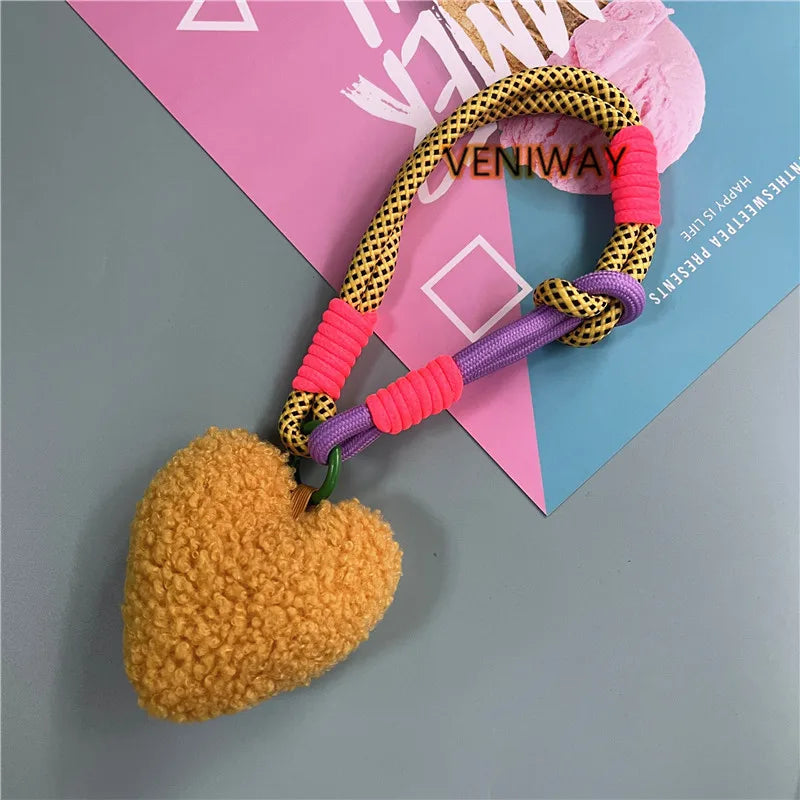 ELMAS Heart Plush Keychain with Colorful Lanyard - Al Masam Stationery LLC