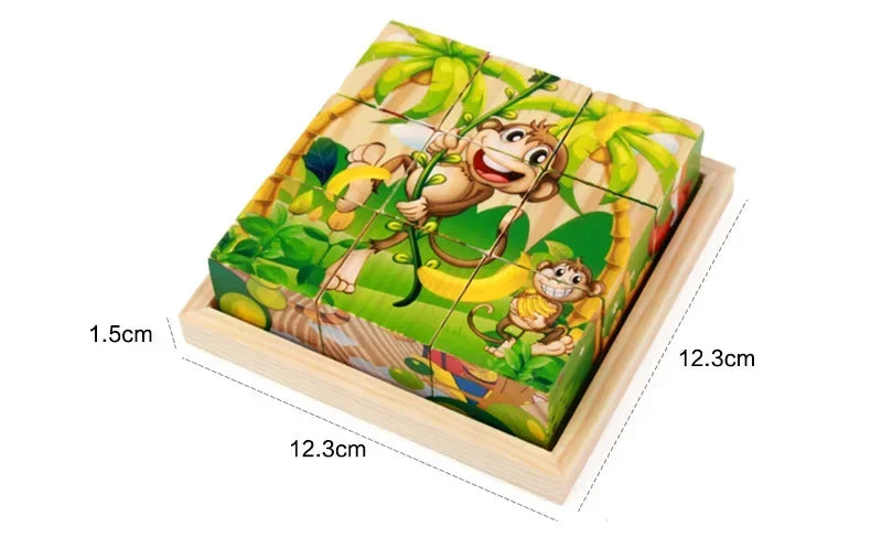 ELMAS 3D Cube Wooden Puzzle Montessori Learning Toy - Al Masam Stationery LLC