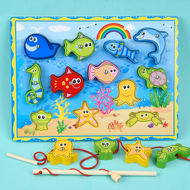 ELMAS Wooden Montessori 4-in-1 Fishing Game Toy Set - Al Masam Stationery LLC